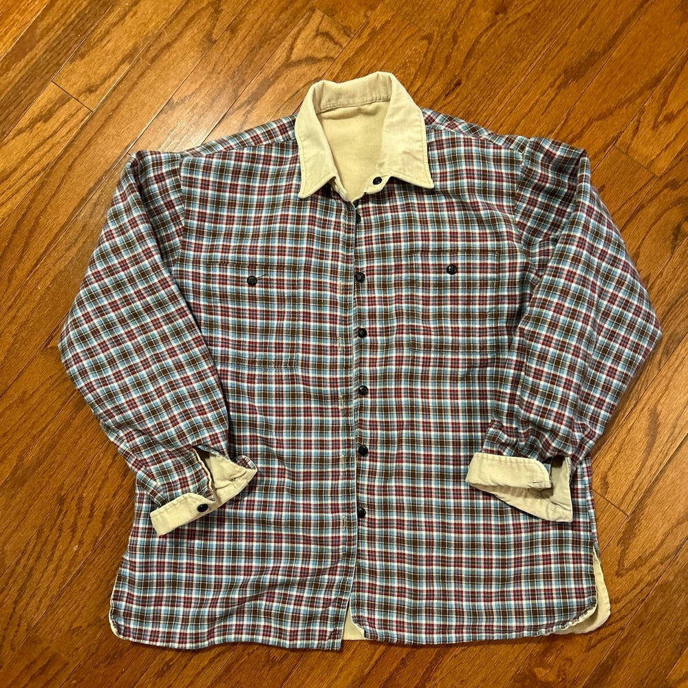 Reversible Shacket Size Large Corduroy And Plaid - image 2